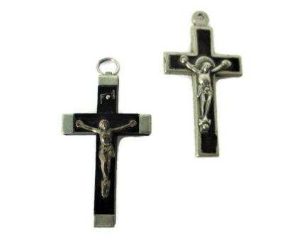 two Small antique  Hanging Crucifixes Jesus Christ Priest Nun  French