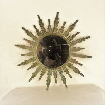Retro Modernist Starburst Sunburst Metal Wall Mirror Mid Century Modern