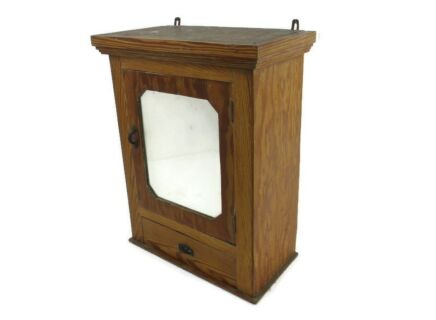 Large Kitchen Medicine Apothecary Bathroom Cabinet Beveled Glass Pine Wood