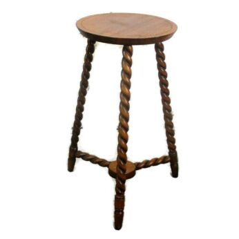 Barley Twist pale Wooden Tripod Side Display Table Pedestal Plant Stand 19.68"
