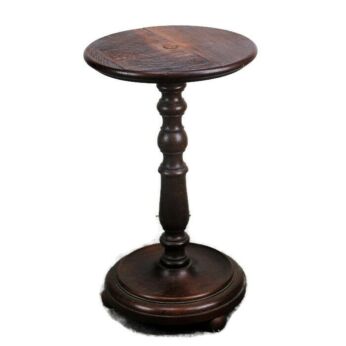 Hand Carved Oak Side Wine Table Pedestal Plant Stand Vintage Mid Century 25.1"