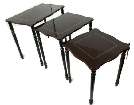 set of 3 Vintage Nesting Stacking Coffee Side Tables Lackered Mid Century Modern