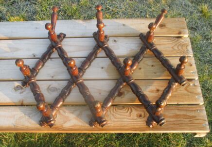 Antique Authentic Wooden Peg Accordion Holder Coat Kitchen Rack Rustic Barn