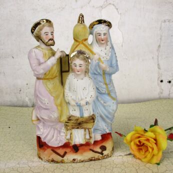 Statue Egypt Holy Family Virgin Mary Saint Joseph Infant child Porcelain Lovely