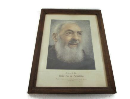 Padre Pio Pietrelcina Italian Catholic Christianity Collector Framed Print Poster Il Servo di Dio