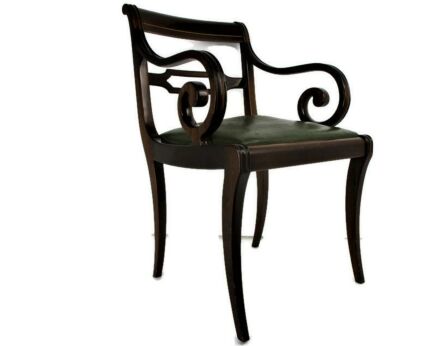 Vintage French Empire Style Hand carved Ornate Wood Faux Leather Chair Stunning