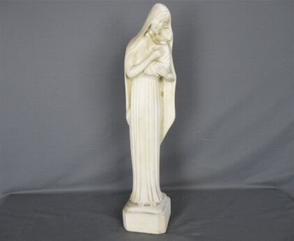 L Art Deco Virgin Mary Madonna Infant Child Plaster Statue tenderness Lovely Church Chapel Statue 24.8" Plaster
