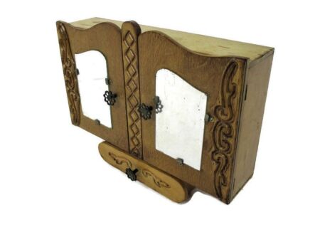 Double Art Deco Kitchen Apothecary Medicine Wall Bathroom Cabinet Wood Lovely