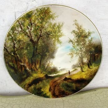 Large Charger Decorative Plate Autumn Wood Hand Painted Gorgeous Colors