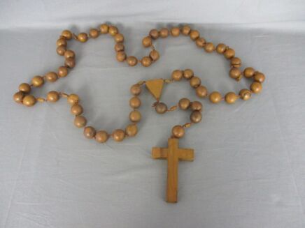 Large Vintage Rosary Wooden Beads Wall Hanging Priest Nun Service Domino