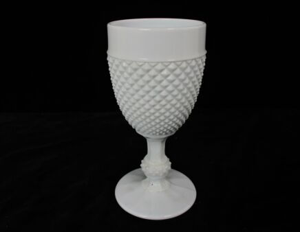 White Hobnail Vase Chalice Milk Glass Cup
