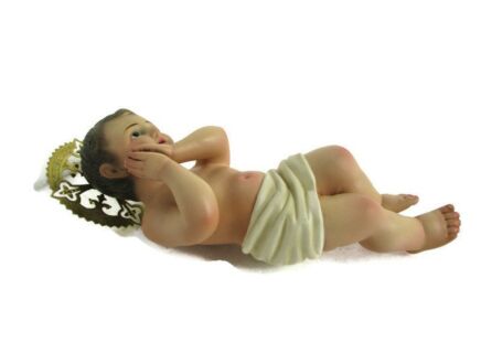 Porcelain Statue Infant Jesus Santo Nino Jesus de Cuna Baby Jesus Manger Nativity Glass Eyes