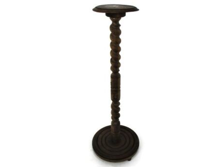 Hand Carved Wood Barley Twist Side Display Coffee Table Pedestal Plant Stand 40"