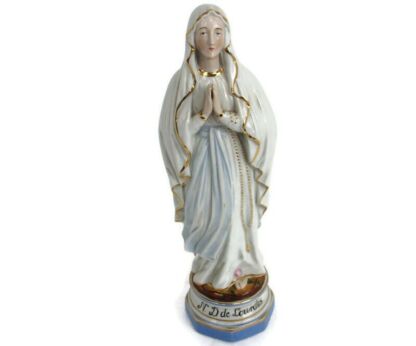 Porcelain Bisque Statue Virgin Mary Our Lady of Lourdes French 15.74" Gorgeous