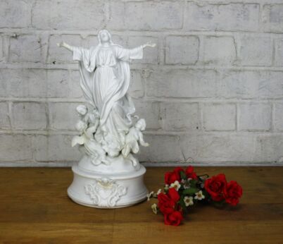 Beautiful Porcelain White Figurine Statue Jesus Christ surrounded by Angels
