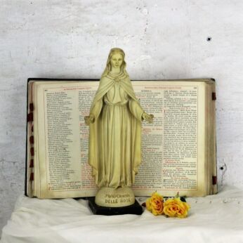 Statue Virgin Mary Our Lady Madonna delle Rose Heavy Resin on Marble base HTF