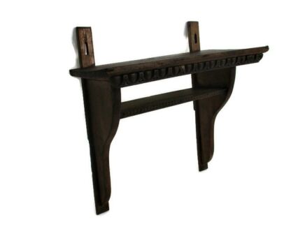 Hand Carved Wooden Wall Hall Console table Ornate Small two shelves Antique Edwardian Barn Style