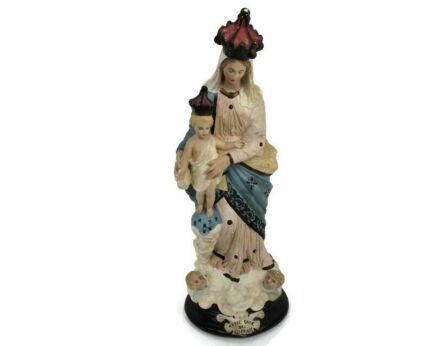 Beautiful Our Lady of Victories Infant Child Plaster Notre Dame Victoire Angels Madonna Polychrome Antique