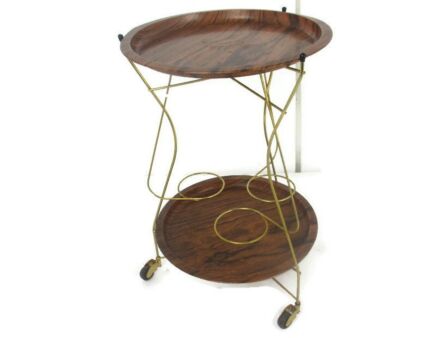 Funky Retro Bar Cocktail Entertainment Cart Trolley Kitchen Modernist Atomic Two Tier Very Rare
