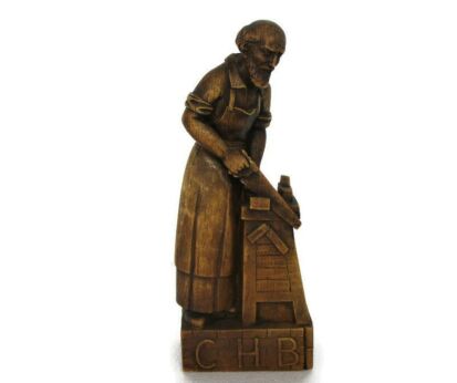 Exceptional Statue Saint Joseph Carpenter Protector Homes Signed Marcel Van de Meulebroucke 1952