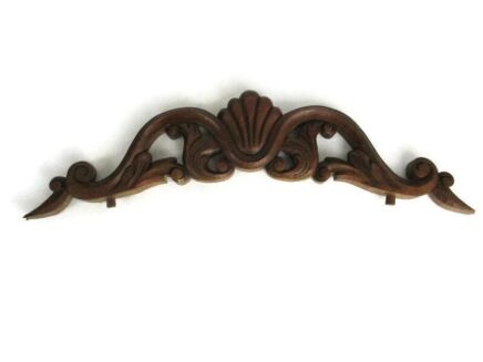 Antique Small Hand Carved Wood Pediment Ornate Over door Architectural Reclaimed