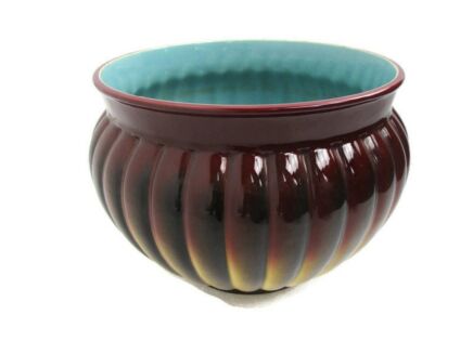 Large Planter French Pottery Faience Sarreguemines France Marked Glazed Gorgeous