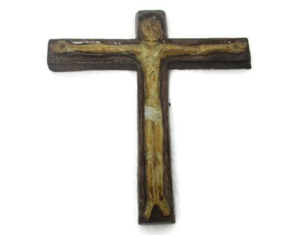 Mid Century Modern Ceramic Crucifix Corpus Jesus Christ era Rogier Vandeweghe Amphora Belgium  Beautiful