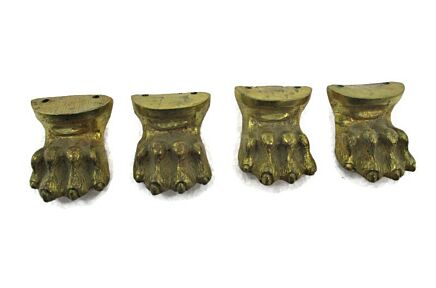 4 pcs Antique Cast Brass Furniture Trim Hardware Ornate Reclaimed Lion Paw Feet Table Legs Caps