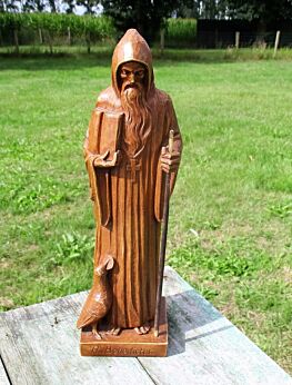 Vintage Statuette Figurine St Saint Benedict of Nursia Raven Resin Rare