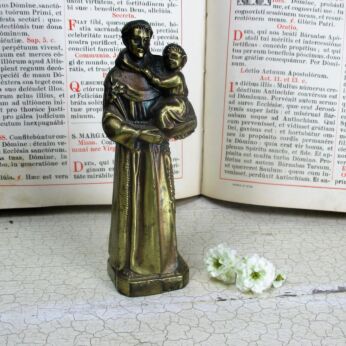 Small Brass Saint Anthony Padua Statue Figurine Finder Lost Articles 6.49"