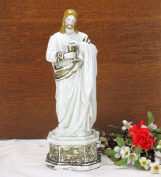 Extremely rare Antique 1900 Vieux Paris Porcelain Statue Jesus Christ 10.04"
