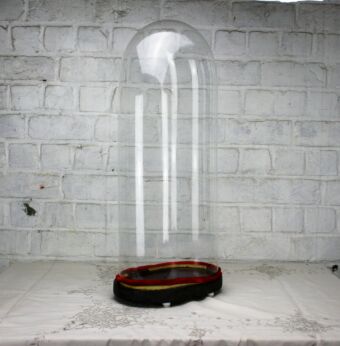 L Victorian Antique Oval Hand Blown Glass Dome Globe Mantel Clock doll 23.23"