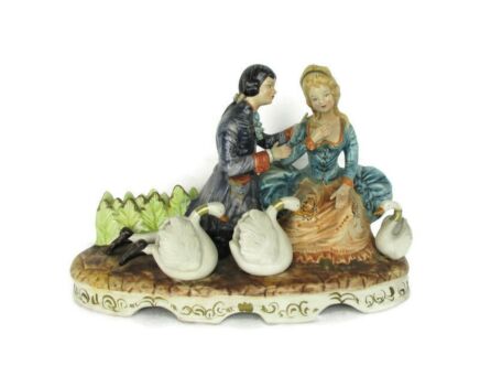 Capodimonte Large Figurine Statue Courting Couple Victorian scene Porcelain