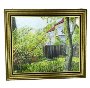Large Oil Painting Framed Home With Garden Lovely Jeannine Van De Walle 2000