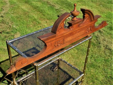 Antique large Gorgeous Wooden Oak Pediment Overdoor Architectural Rack Door