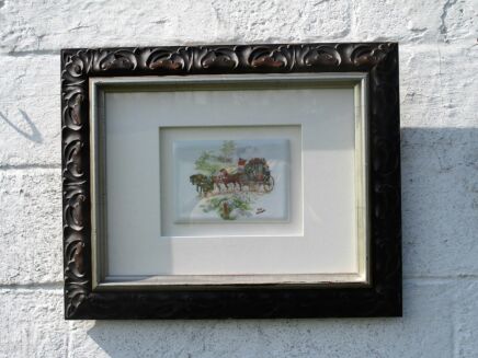 Gorgeous Limoges Framed Tile Chariot Landscape Frame Marked Lovely