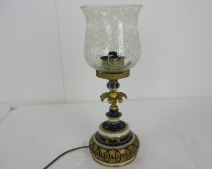 Giulia Mangani  Firenze Italy Desk Table Lamp Porcelain Design Engraved Lamp Shade Hand Painted