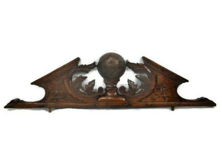 Antique Hand Carved Wood Pediment Ornate Over door Architectural Reclaimed