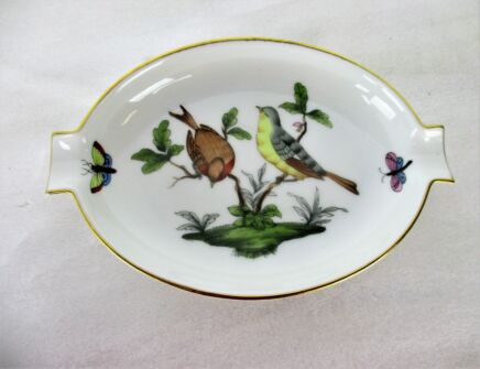 Herend Ashtray Birds Butterflies Herend Hungary Rotschild Beautiful Marked