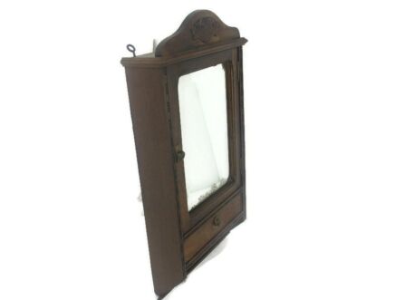 Apothecary Bathroom Medicine Kitchen Cabinet Ornate Carved Wood Beveled glass
