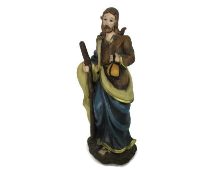 Statue French Jesus Christ Saviour Oil Lamp Light of the world Hard Plastic Vintage