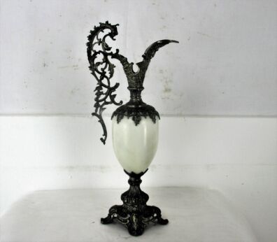 Gothic Ewer Jar Pitcher Spelter Marble Decorative Ornate Bacchus Dragon