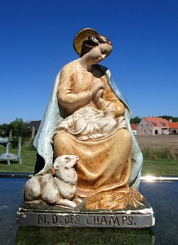 Notre Dame des Champs with Child Plaster Statuette Plaster Signed Guido Casei
