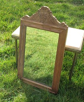 Vintage Hand Carved Wooden Mirror Hanging wall Glass Ornate Decorative