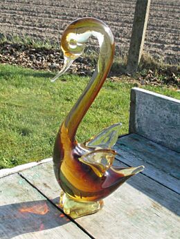 Murano Duck Art Glass Amber Brown Lovely Italy Italian authentic
