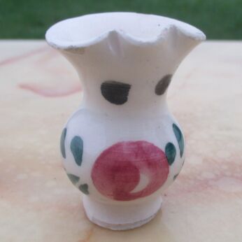 Vintage Miniature Vase Flowers Doll House Ceramic for Doll House or collectible