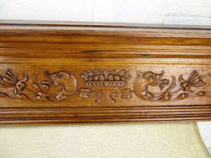 XL Antique Carved Wood Dragons Heraldic Fish Double Pediment Architectural 54.5"