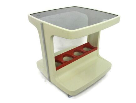 Retro Bar Cart Trolley Cocktail Space Age Pop Art Funky Plastic Smoked GlassEra Joe Colombo