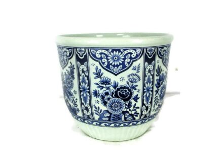 Vintage Boch Royal Sphinx Delfts blue White Flower Pot Jardiniere Planter Marked