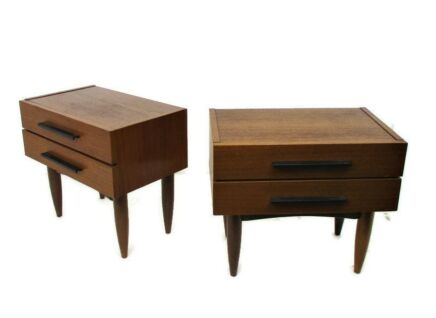 Retro Pair Danish Modern Teak Nightstands End tables Mid Century Modernist WOW